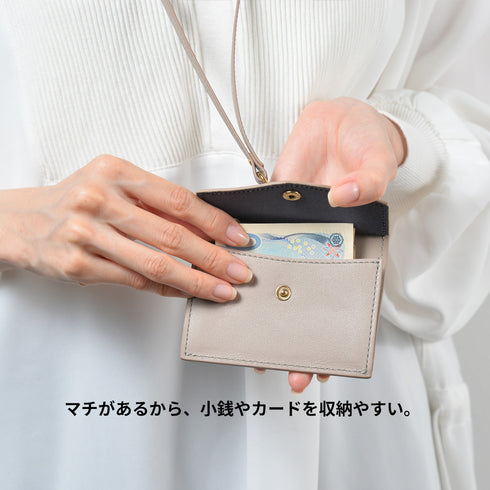 ID カードホルダー 片面 クリア窓 / マチありポケット 本革