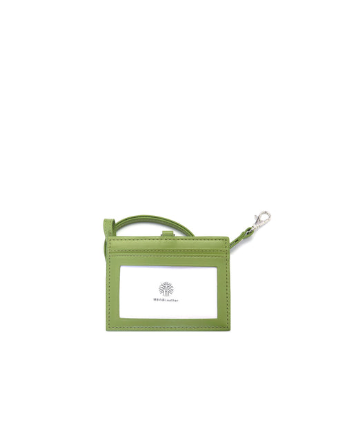 ID カードホルダー ストレートタイプ/ 両面 クリア窓 本革