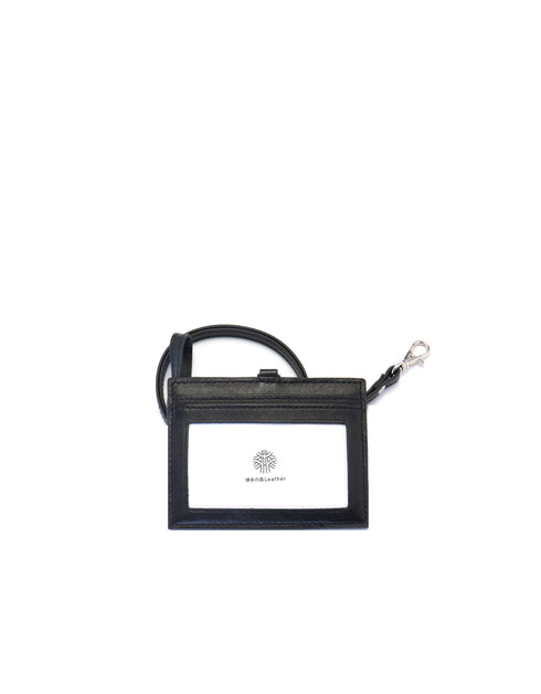 ID カードホルダー ストレートタイプ/ 両面 クリア窓 本革