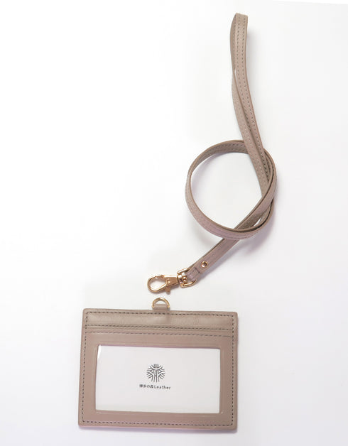 ID カードホルダー ストレートタイプ/ 両面 クリア窓 本革