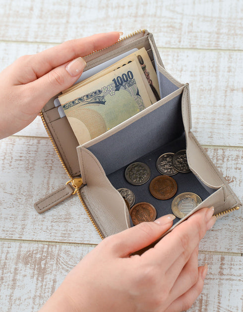 コンパクト ミニ 財布 / L字ファスナー スキミング防止 本革