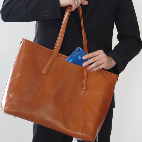 キップレザー トートーバッグ /ビジネスバッグ サイドポケット