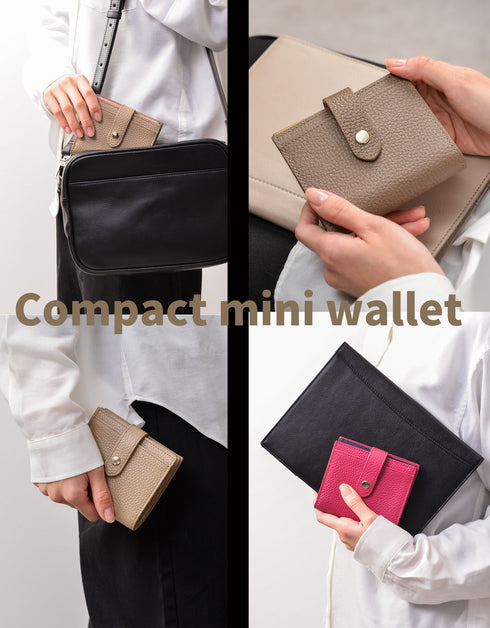 バイカラー二つ折りコンパクト財布 ベルト付き