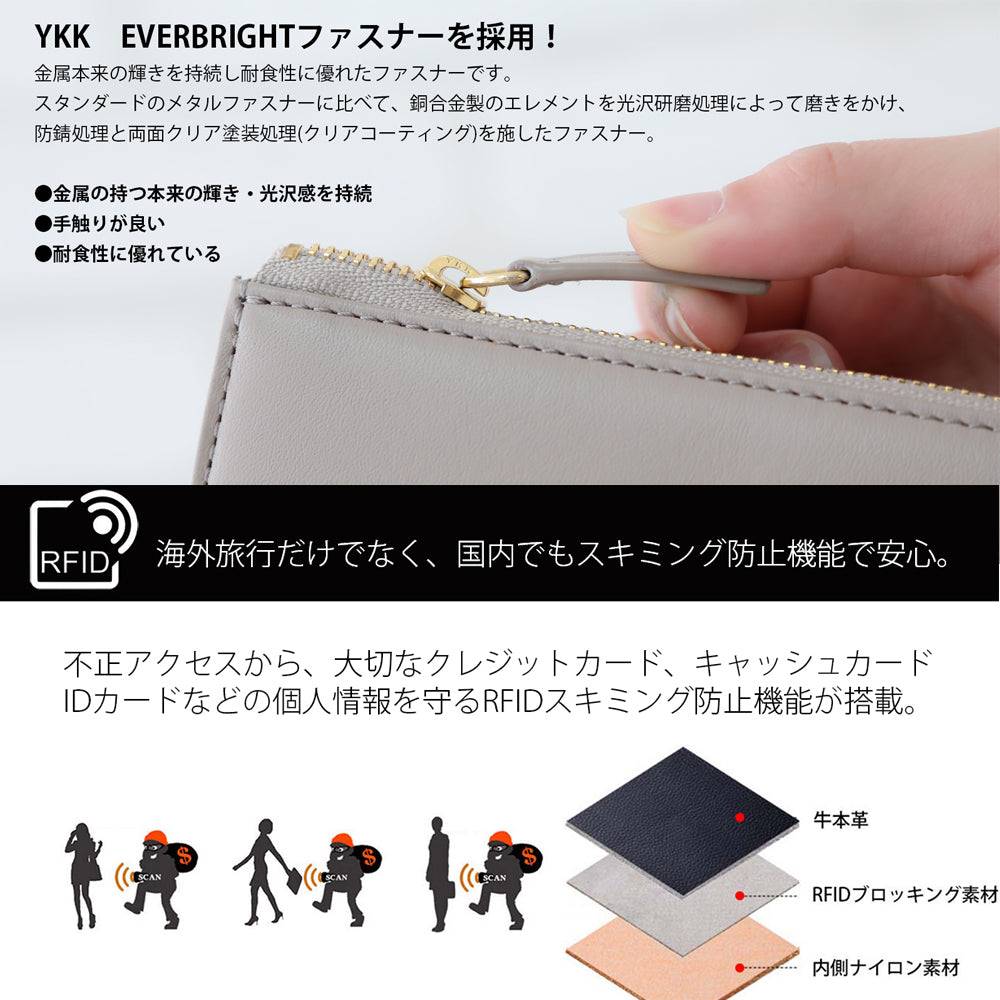 コンパクト ミニ 財布 / L字ファスナー スキミング防止