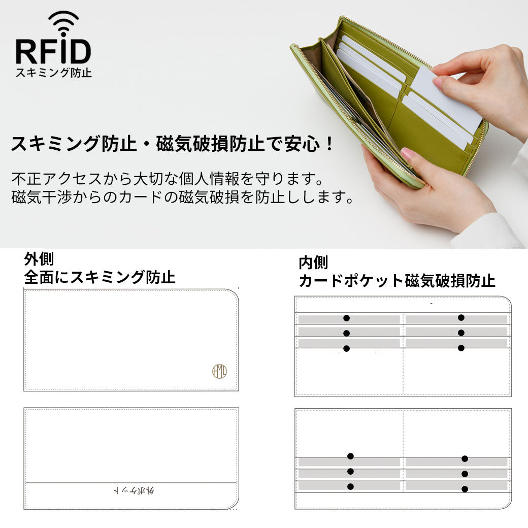 【表示価格から10％オフ！】長財布 / L字ファスナー スキミング防止 本革