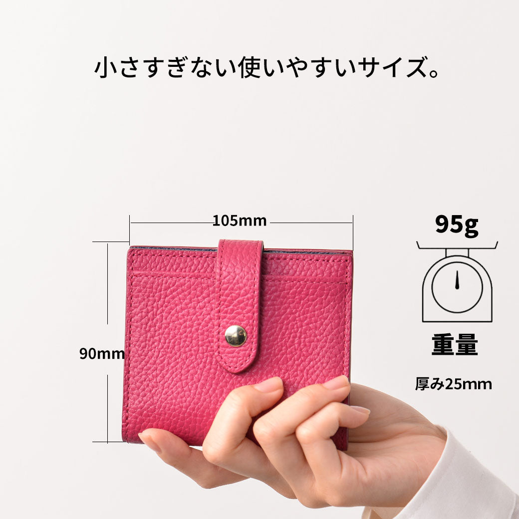 バイカラー二つ折りコンパクト財布  ベルト付き